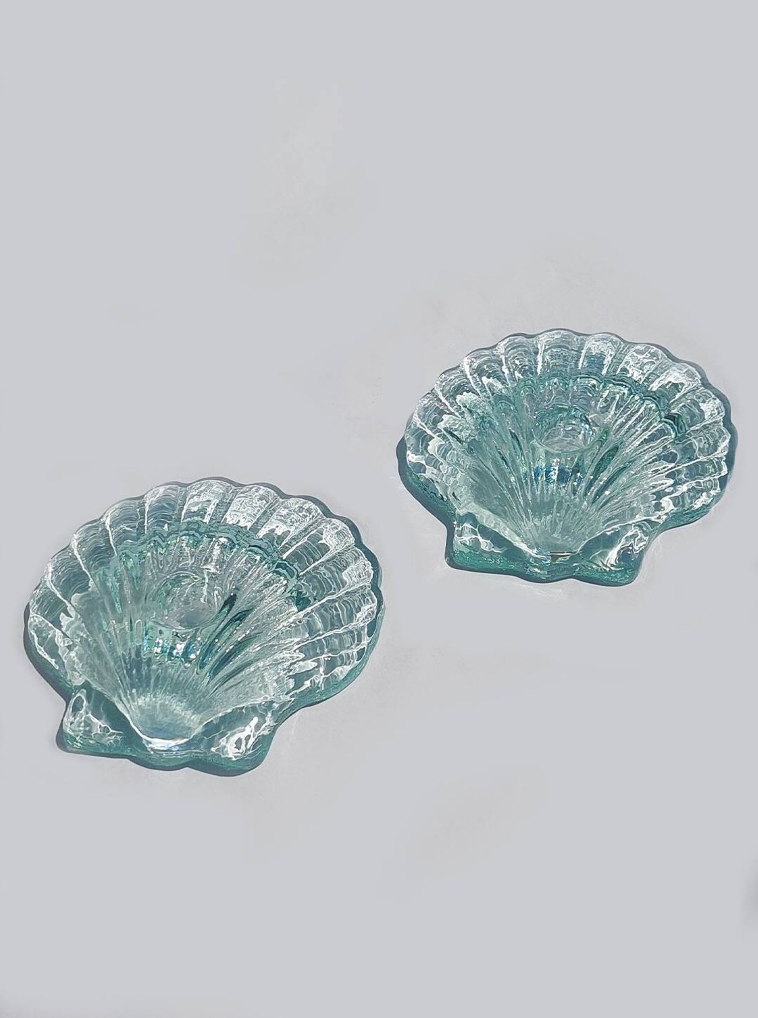 Paire de bougeoirs en coquillage