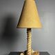 Midcentury French brutalist rope table lamp in the style of Audoux & Minet