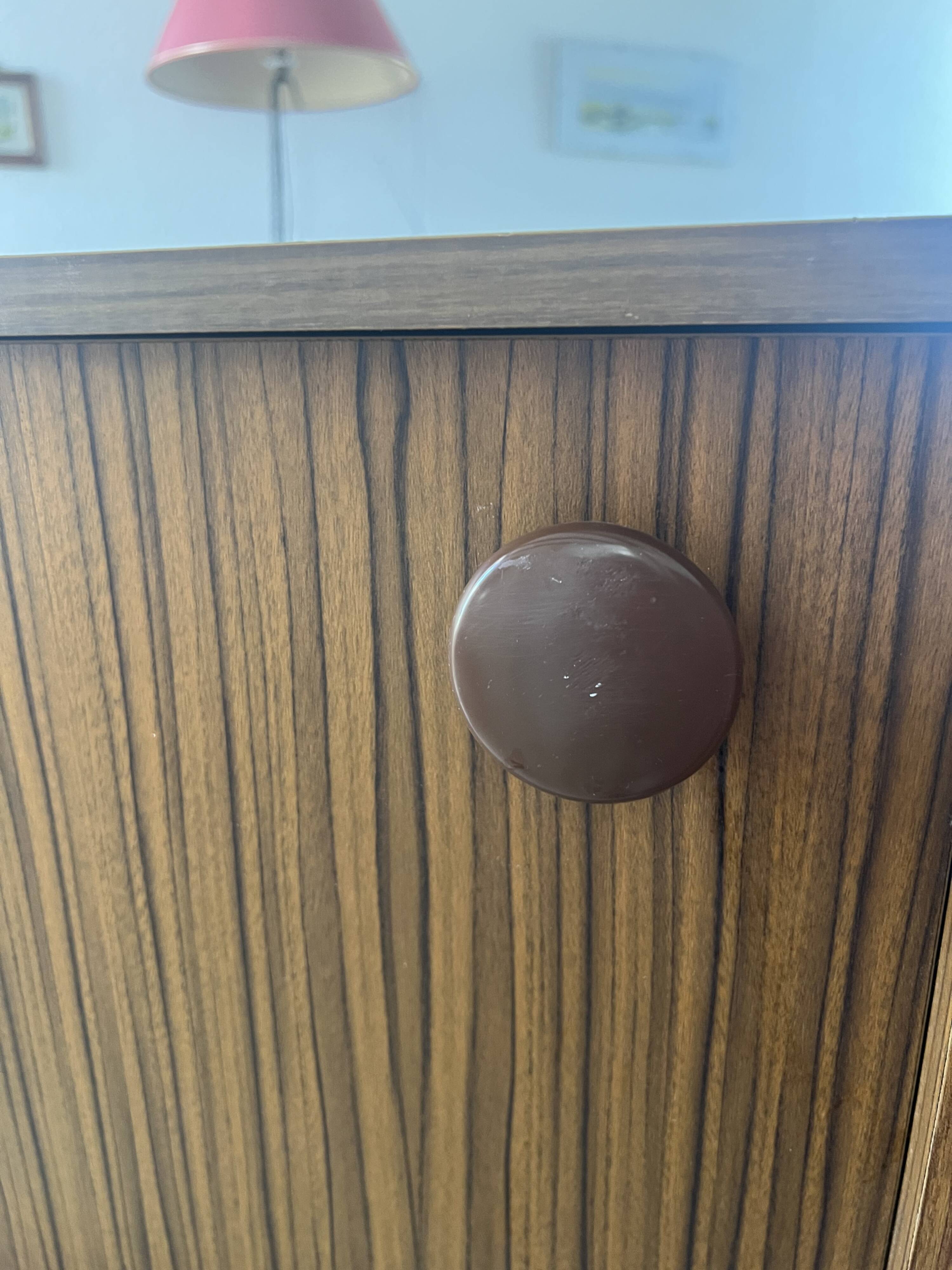 Vintage foldable bedside table in zebra wood – 1970s