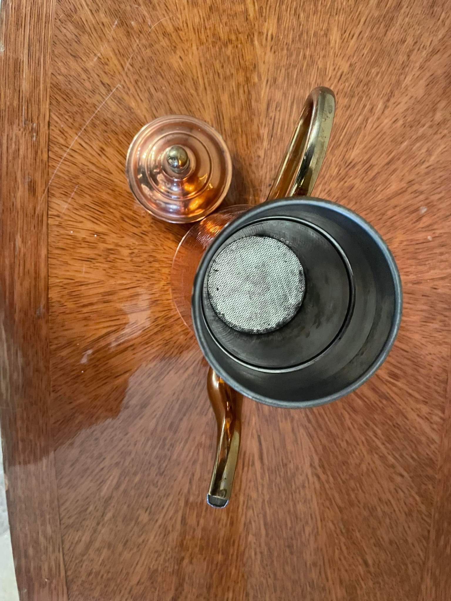 Teapot or coffee maker in copper and vintage brass