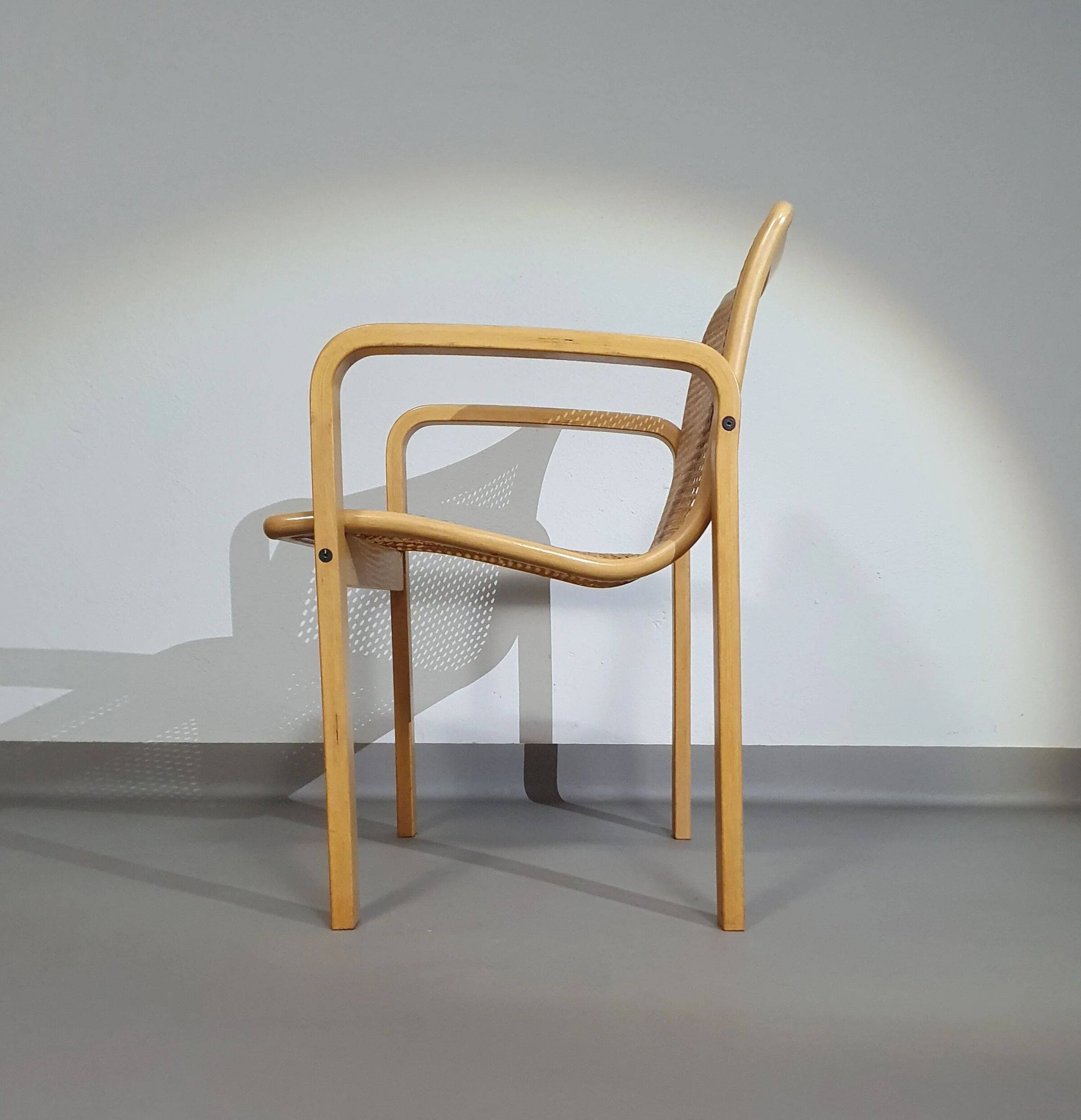 Beech wood and webbing side chair by Olivo Pietro, Italy, 1970s