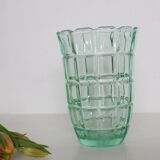 Green crystal vase, vintage French