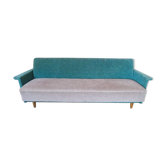 Daybed convertible sofa from the 50s and 60s teddy fabrics in two colors Turquoise and beige