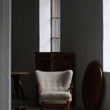 Viggo Boesen, Lounge Chair in Oak and Sheepskin Shearling, Modern Danish, 1950s