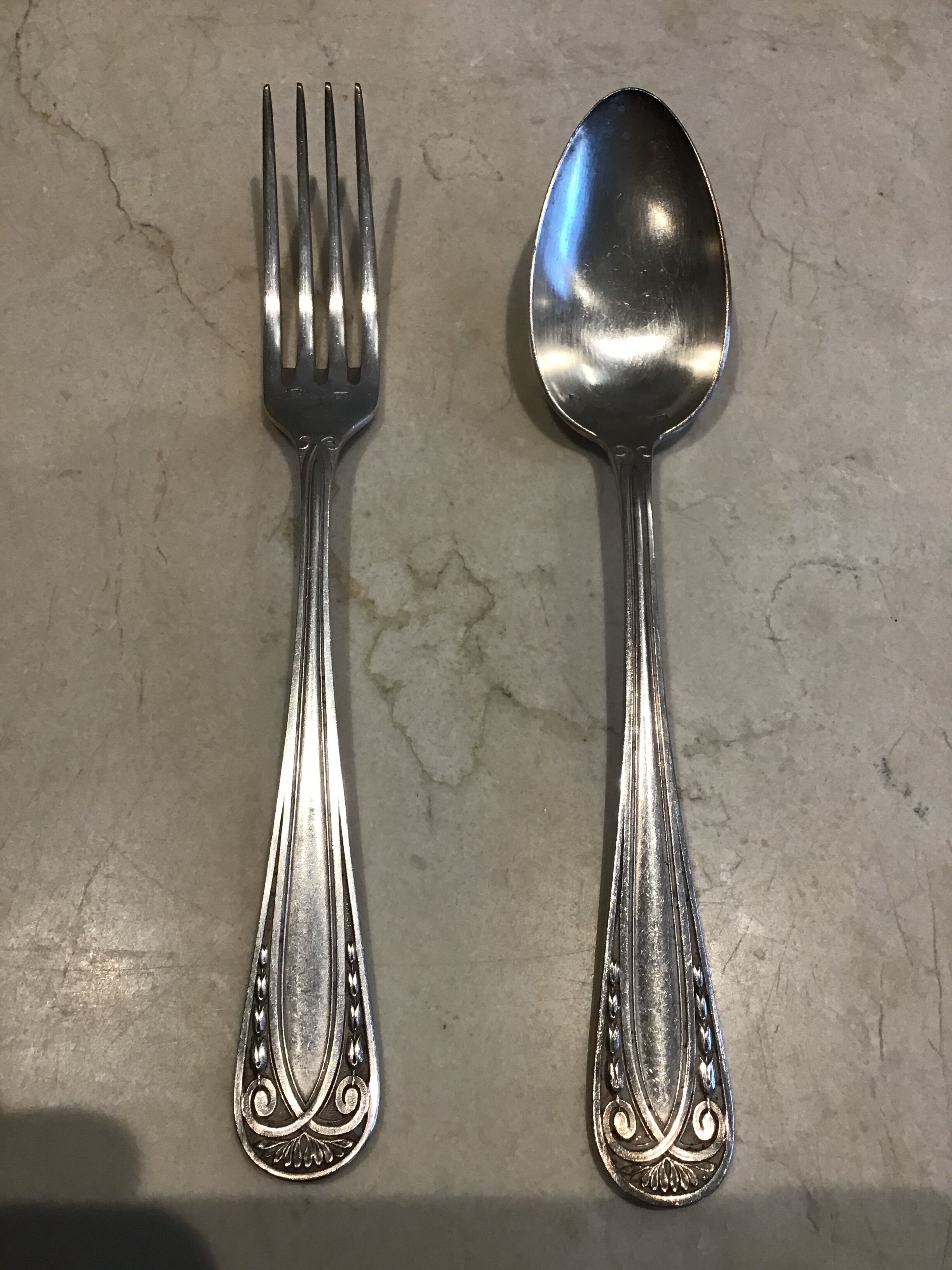 Set of 12 forks and 12 silver metal