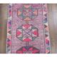 1970s Turkish Handmade Geometric Pink Wool Runner Rug 80x387
