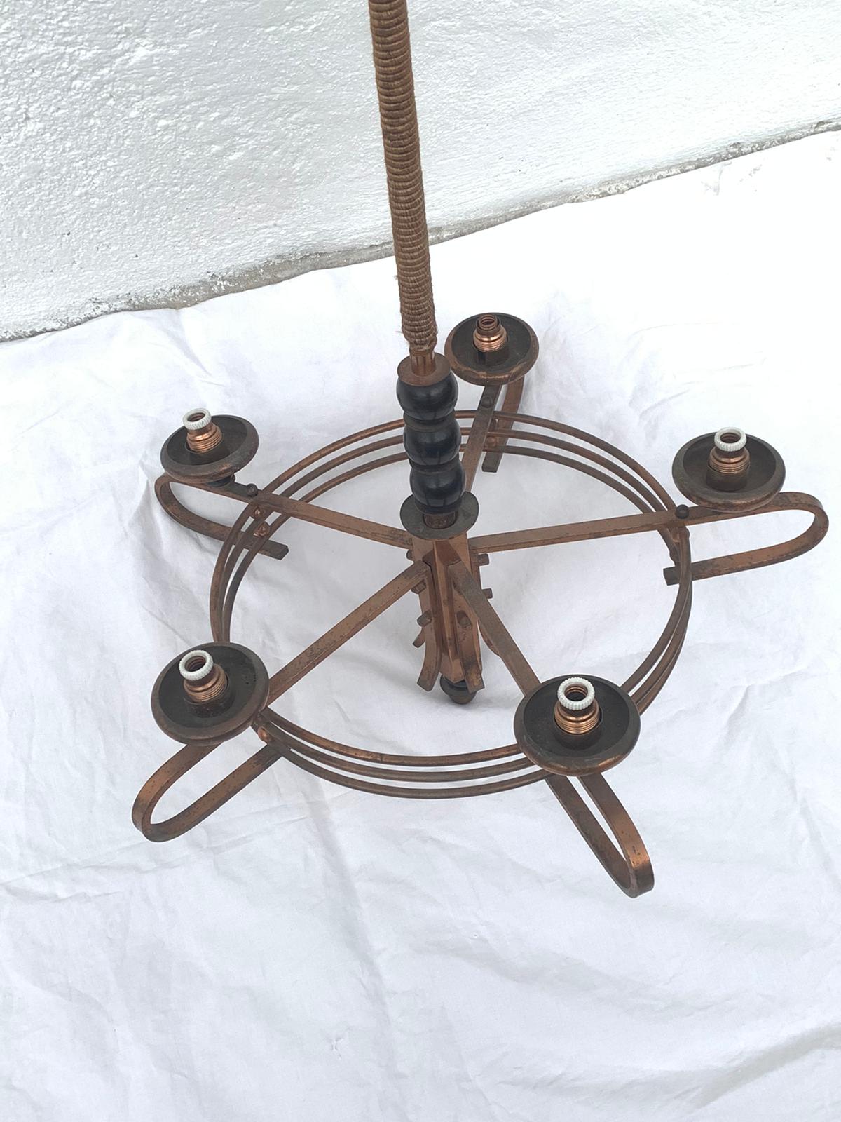 Bronze chandelier 5 lights 1950/1960