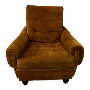 fauteuil années 70 daim jaune