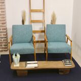 Pair of vintage armchairs in beech year 60