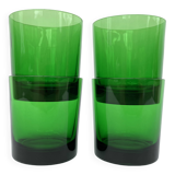 4 verres gobelets en verre vert émeraude, 1970