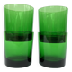 4 verres gobelets en verre vert émeraude, 1970