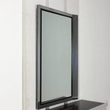 Vintage wooden console table with aluminum mirror, Italy, 1970s, original