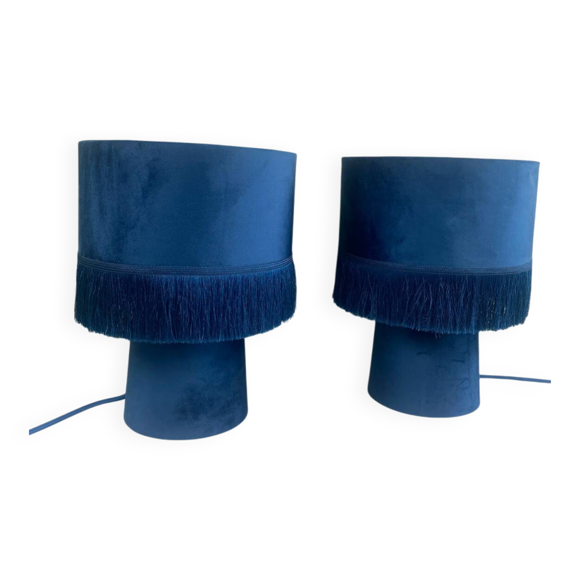 Blue velvet lamps