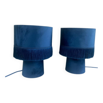 Blue velvet lamps