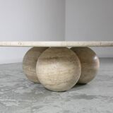 Circular travertine coffee table