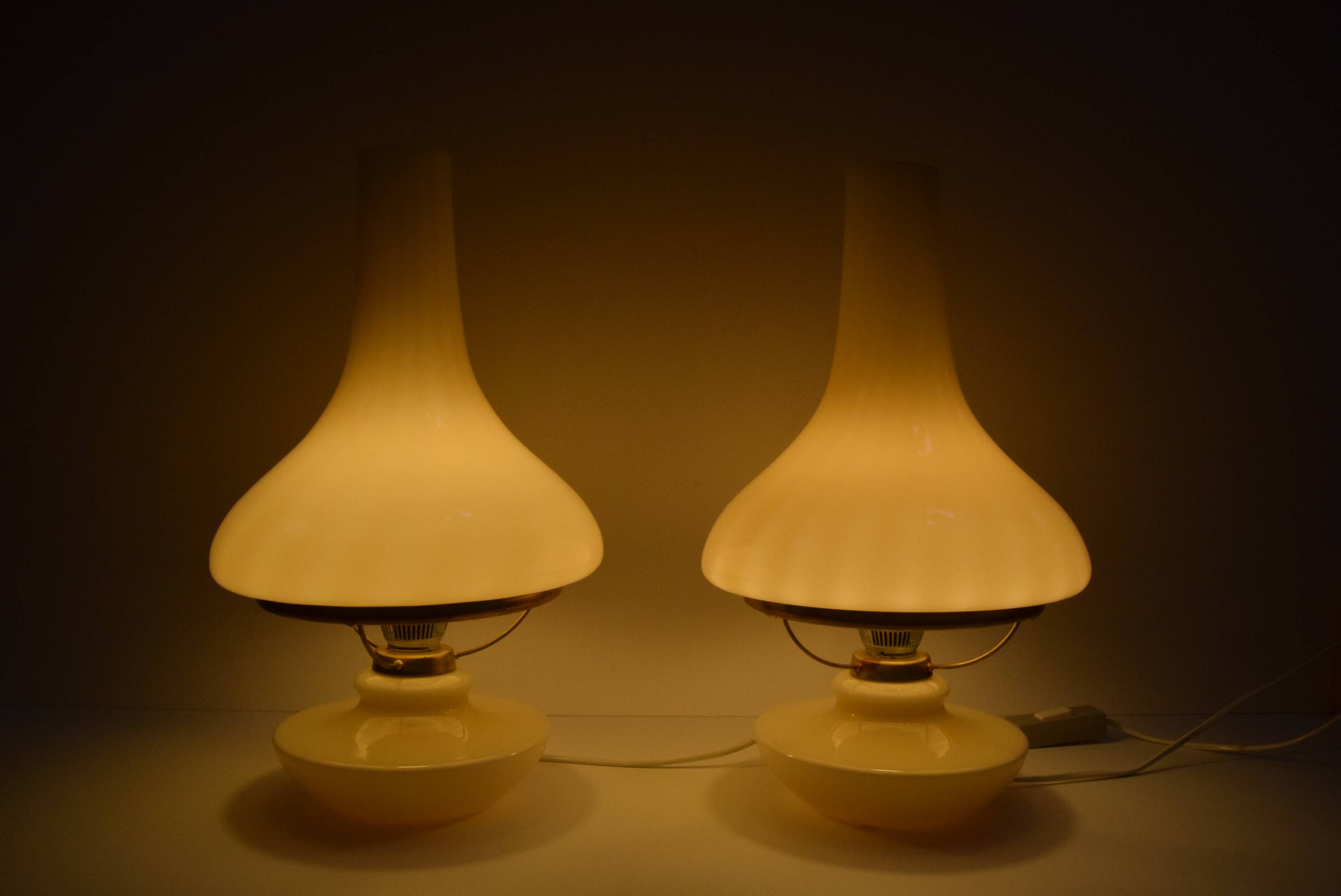 Pair of mid-century Table Lamps, Osvětlovací sklo závod Janštejn, Czechoslovakia, 1970