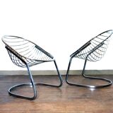 Pair of egg armchairs, 70s