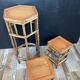 Trio of vintage rattan plant holders in the 60s