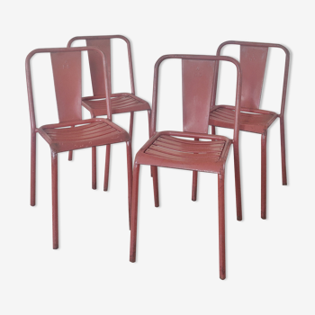 Series of 4 chairs Tolix T4 years 50