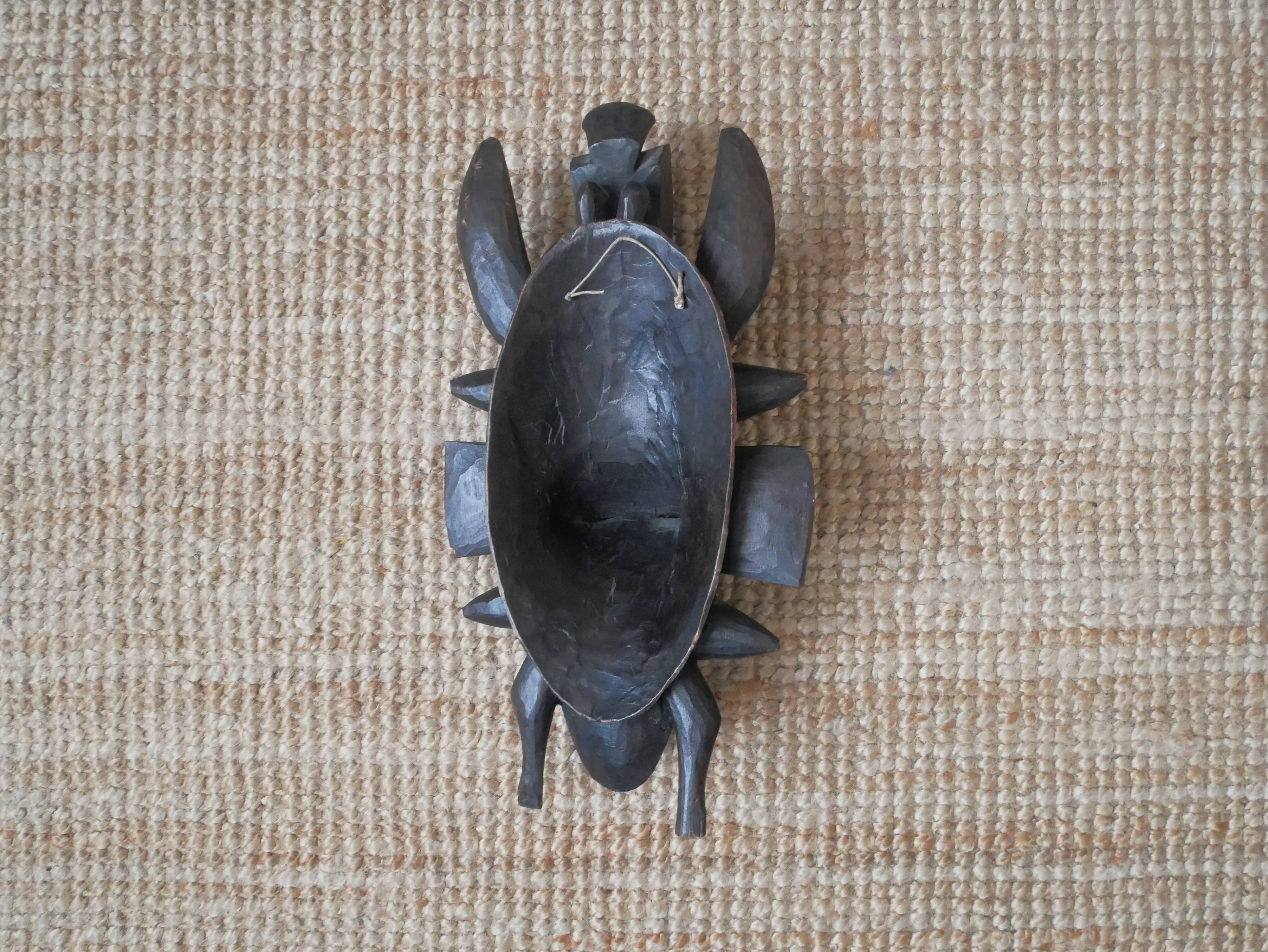 Vintage African Art wooden wall mask handcrafted tribal ethnic decorative object