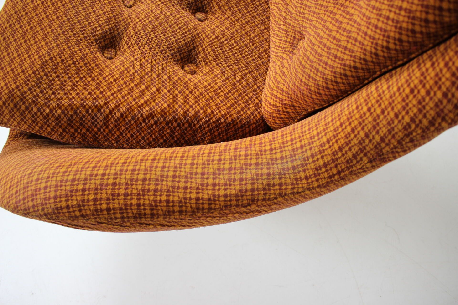Set of two orange wing armchairs Interier Praha, Czechoslovakia
