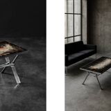 Modernist coffee table in ceramic and metal, 1970.