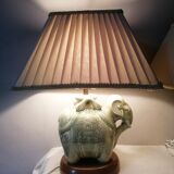 Duo of elephant lamps in cermal
