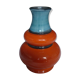 Vase vintage en céramique rouge orangé et bleu