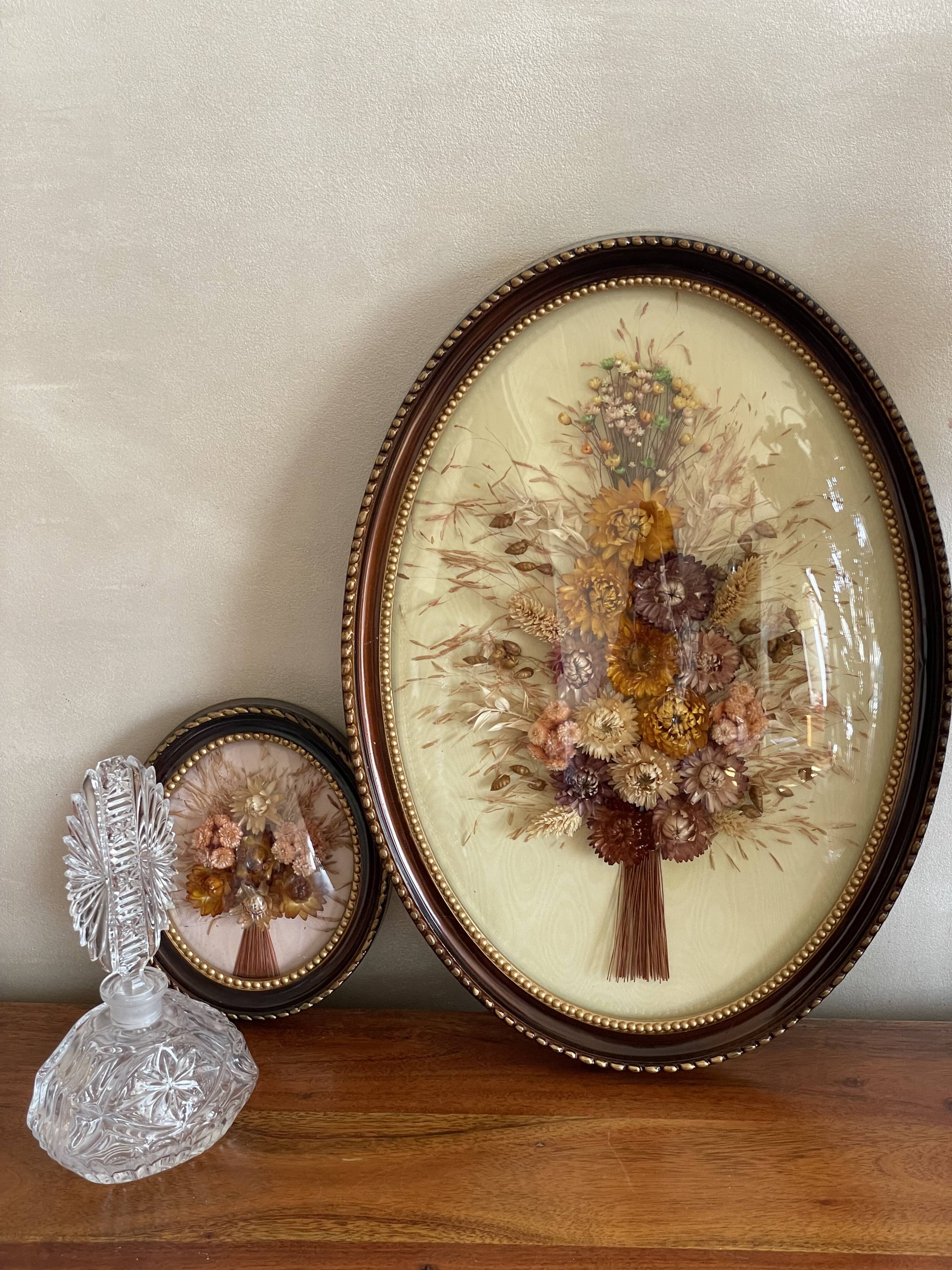 Duo of dried flower bouquet frames