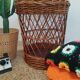 Large basket / laundry basket - vintage wicker toy basket