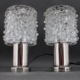 1970s Pair of Glass Table Lamps by Kamenicky Senov, Czechoslovakia-