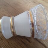 Apply brass swan collar and glass graphic patterns