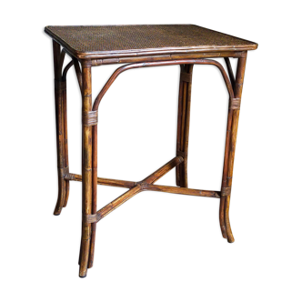 Table-desserte d'appoint en rotin ancienne