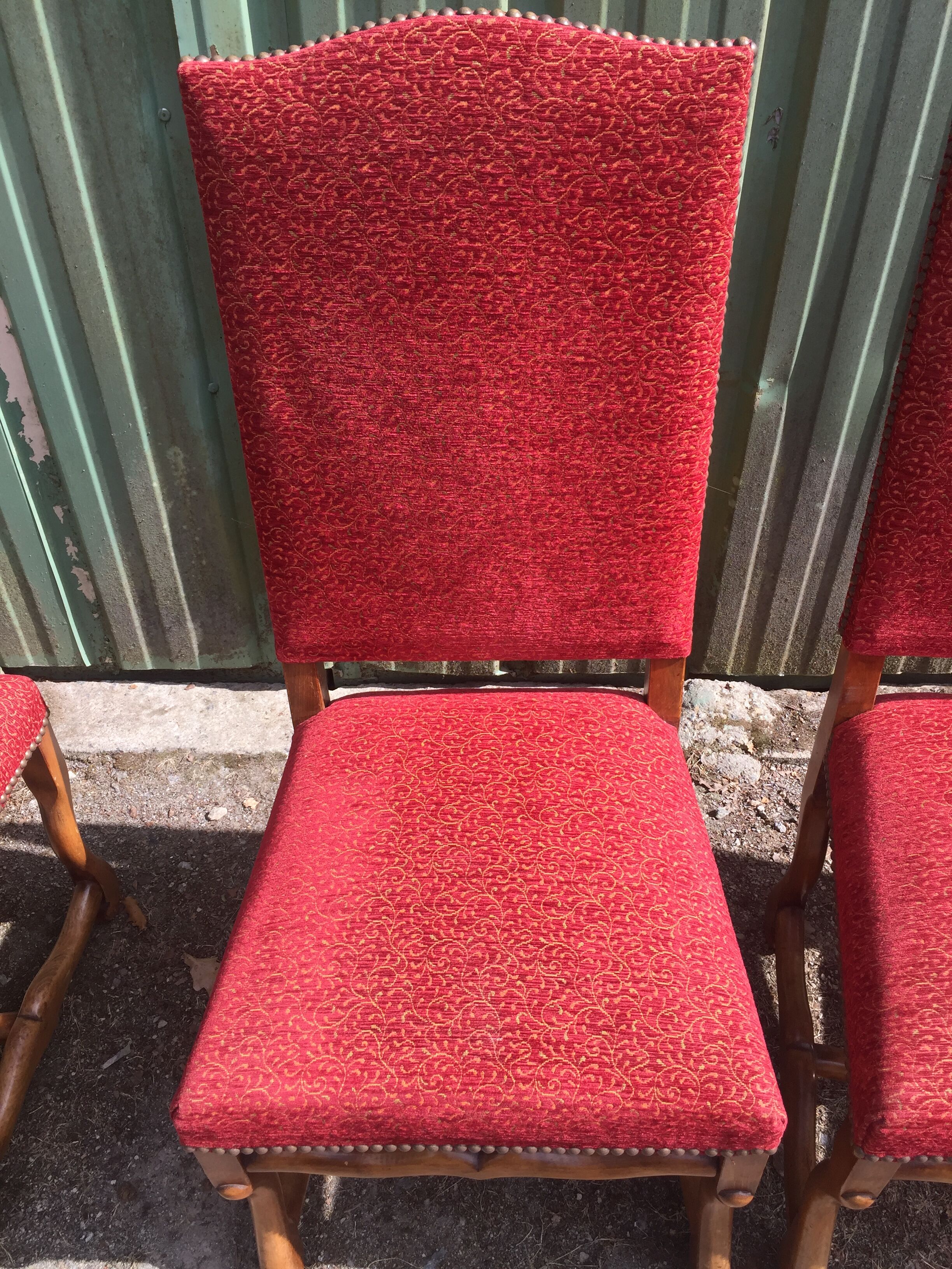 Vintage Louis XIII style chairs sheep bones in beech and velvet.