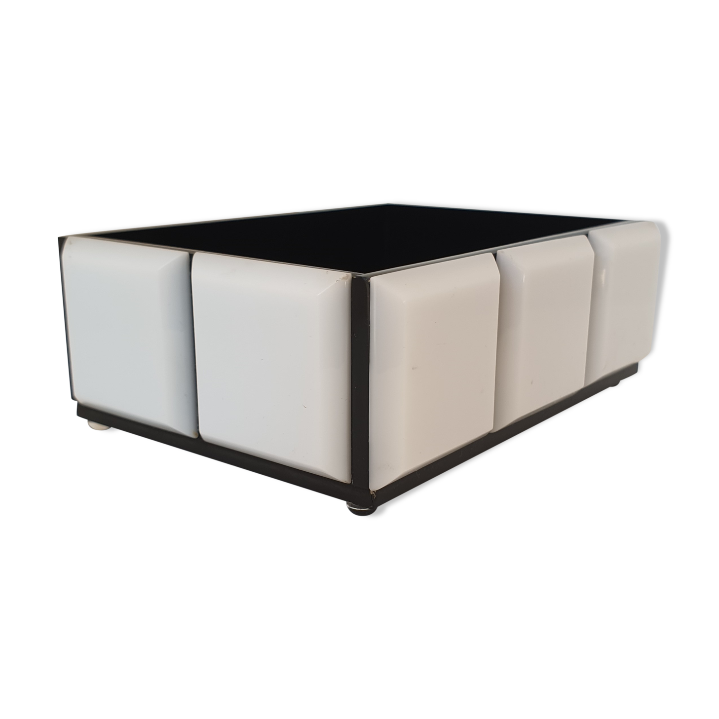 Art Deco black and white bakelite catchall