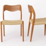 Set of 6 Niels Otto Møller Model 71 Dining Chairs, 1960s, Danish Vintage