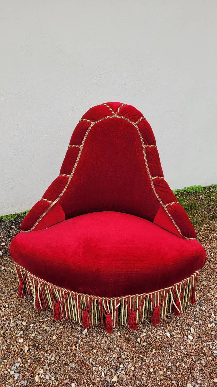 Velvet corner toad armchair, Napoleon III period
