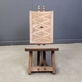Fauteuil de chef cérémoniel africain avec table, en bois sculpté à la main, années 1960