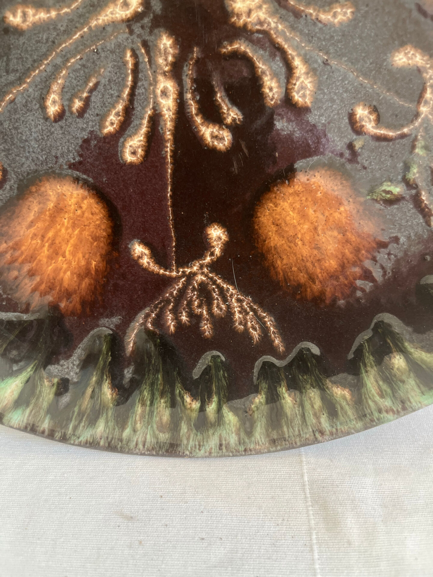 Vintage ceramic bowl for placing or hanging.
