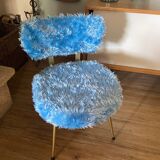 Vintage blue Pelfran fur chair