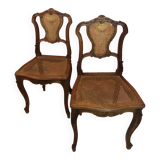 Set of 2 fan cane chairs