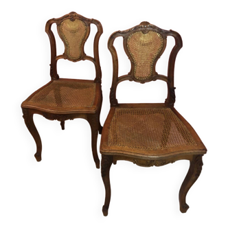 Set of 2 fan cane chairs