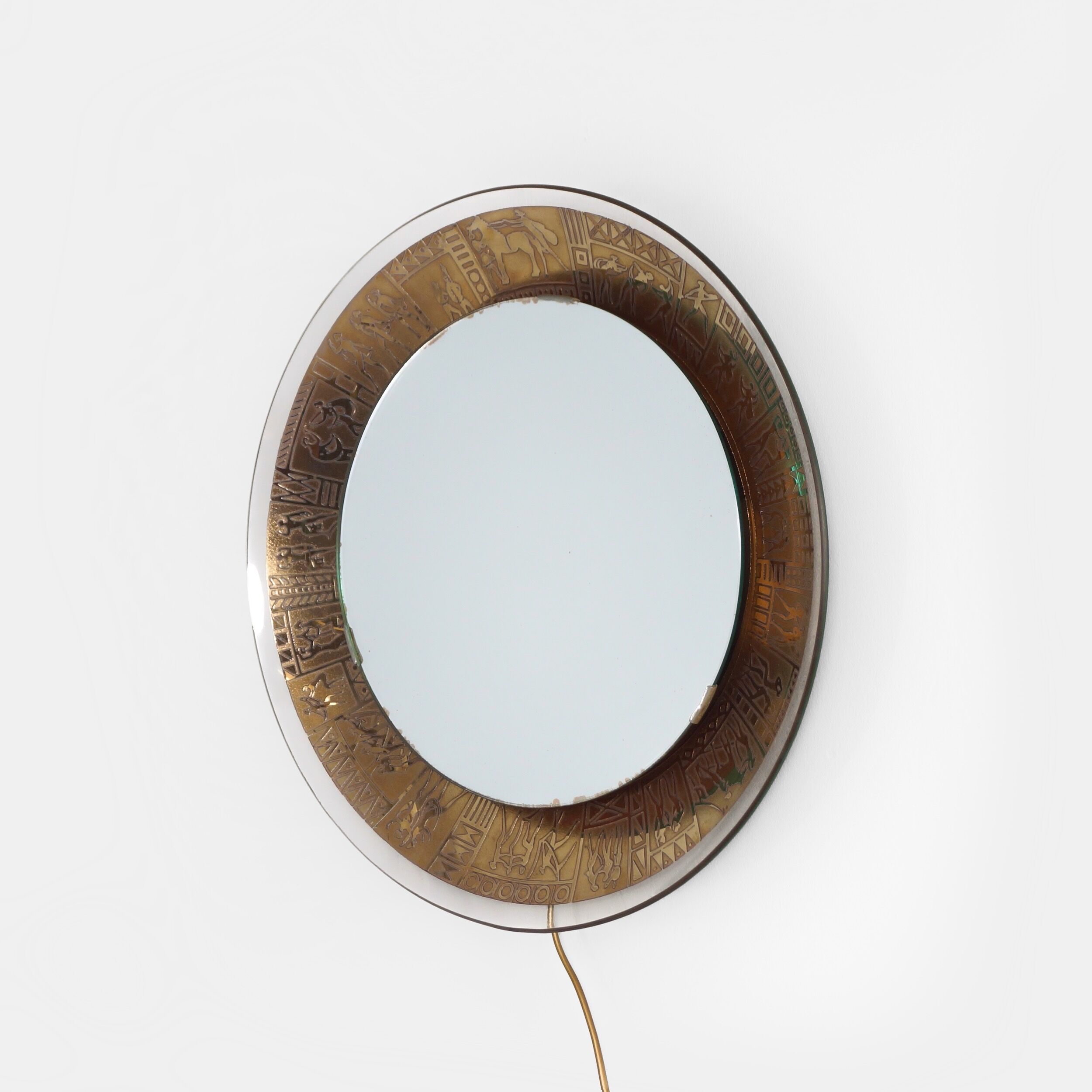 Decorative wall mirror with lighting by M. Furgeri, Italy, 1960s