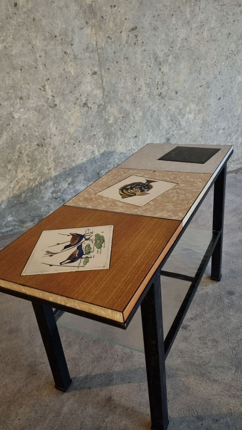 Vintage coffee table with tiles