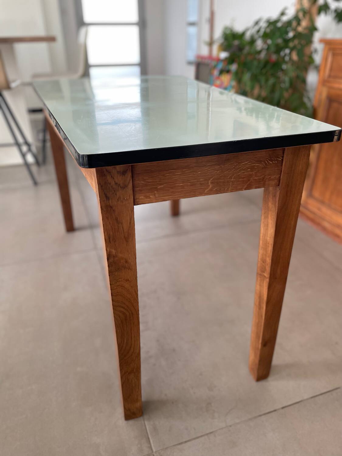 Formica and wood kitchen table