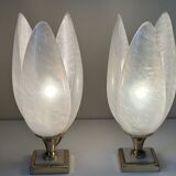 Paire de lampes nacrée style rougier design années 70