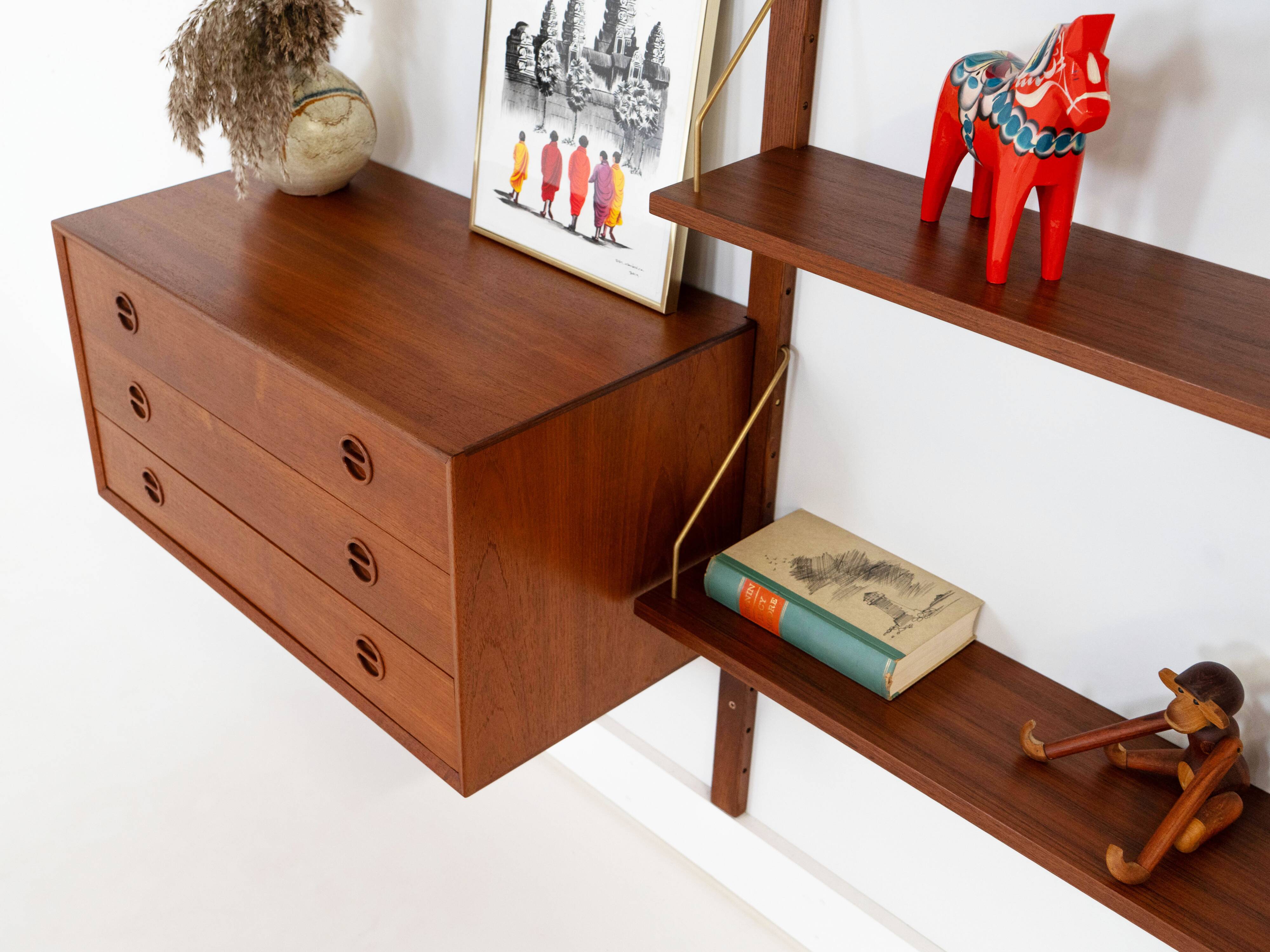 Teak modular shelving unit, Danish design, 1960s, made in Denmark