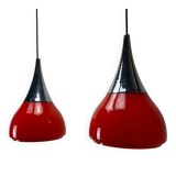 Pair of tulip-shaped glass pendants by Doria Leuchten 1970