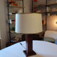 Mahogany midcentury table lamp