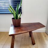 Banc ou table d'appoint en bois massif de tronc d'arbre, style brutaliste, 1960